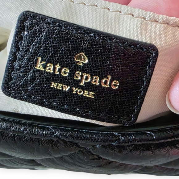 Kate Spade Gold Coast Quilted Leather Purse – Turn Lock Chain Bag, Black - Picture 6 of 16